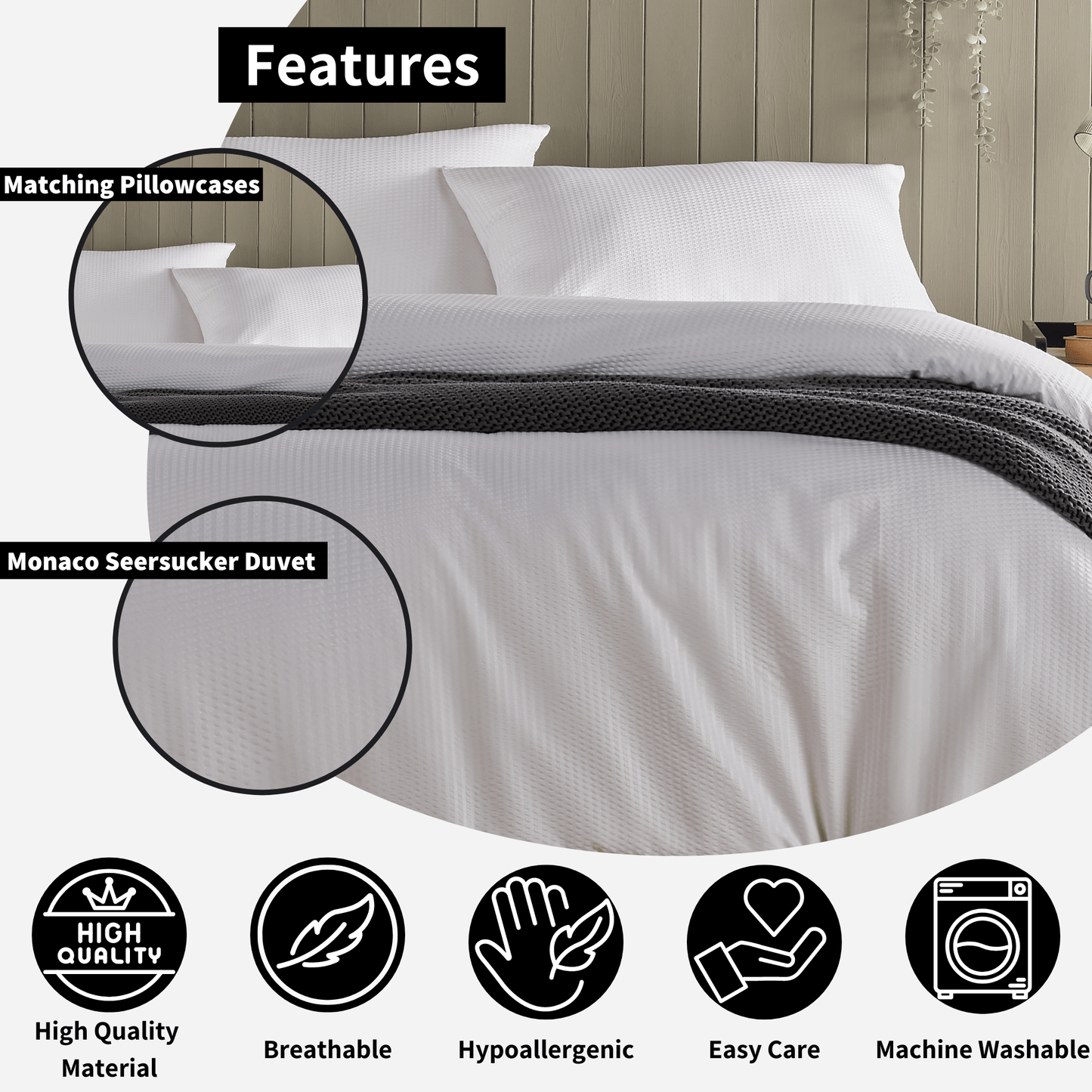 OLIVIA ROCCO Duvet Cover Monaco Seersucker Duvet Cover Set Quilt Cover Bedding Bed Linen Sets Wholesale Manchester UK