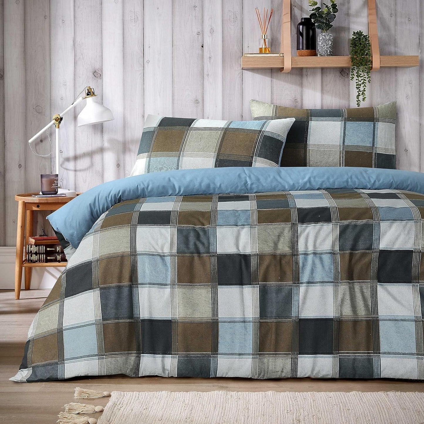 OLIVIA ROCCO Duvet Cover NATURAL / SINGLE Glencoe Check Duvet Cover Set Easy Care Reversible Bedding Quilt Covers Wholesale Manchester UK