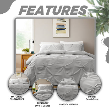 OLIVIA ROCCO Duvet Cover Pintuck Grey Duvet Cover Set Wholesale Manchester UK