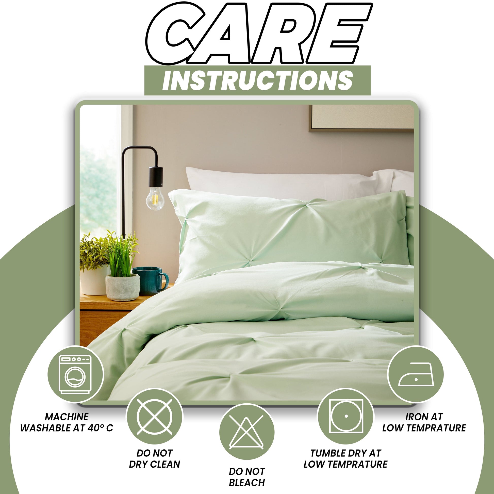 OLIVIA ROCCO Duvet Cover Pintuck Sage Green Duvet Cover Set Wholesale Manchester UK