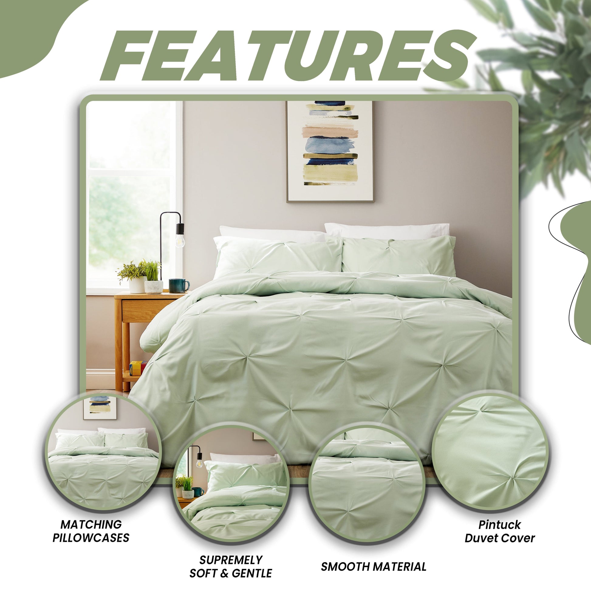 OLIVIA ROCCO Duvet Cover Pintuck Sage Green Duvet Cover Set Wholesale Manchester UK