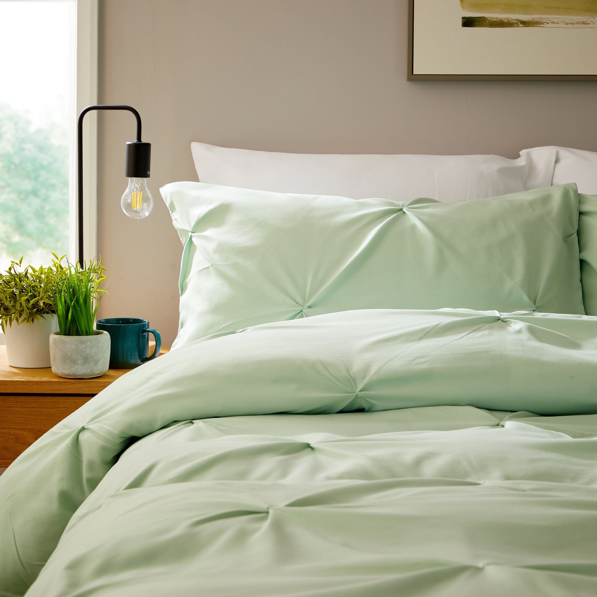 OLIVIA ROCCO Duvet Cover Pintuck Sage Green Duvet Cover Set Wholesale Manchester UK