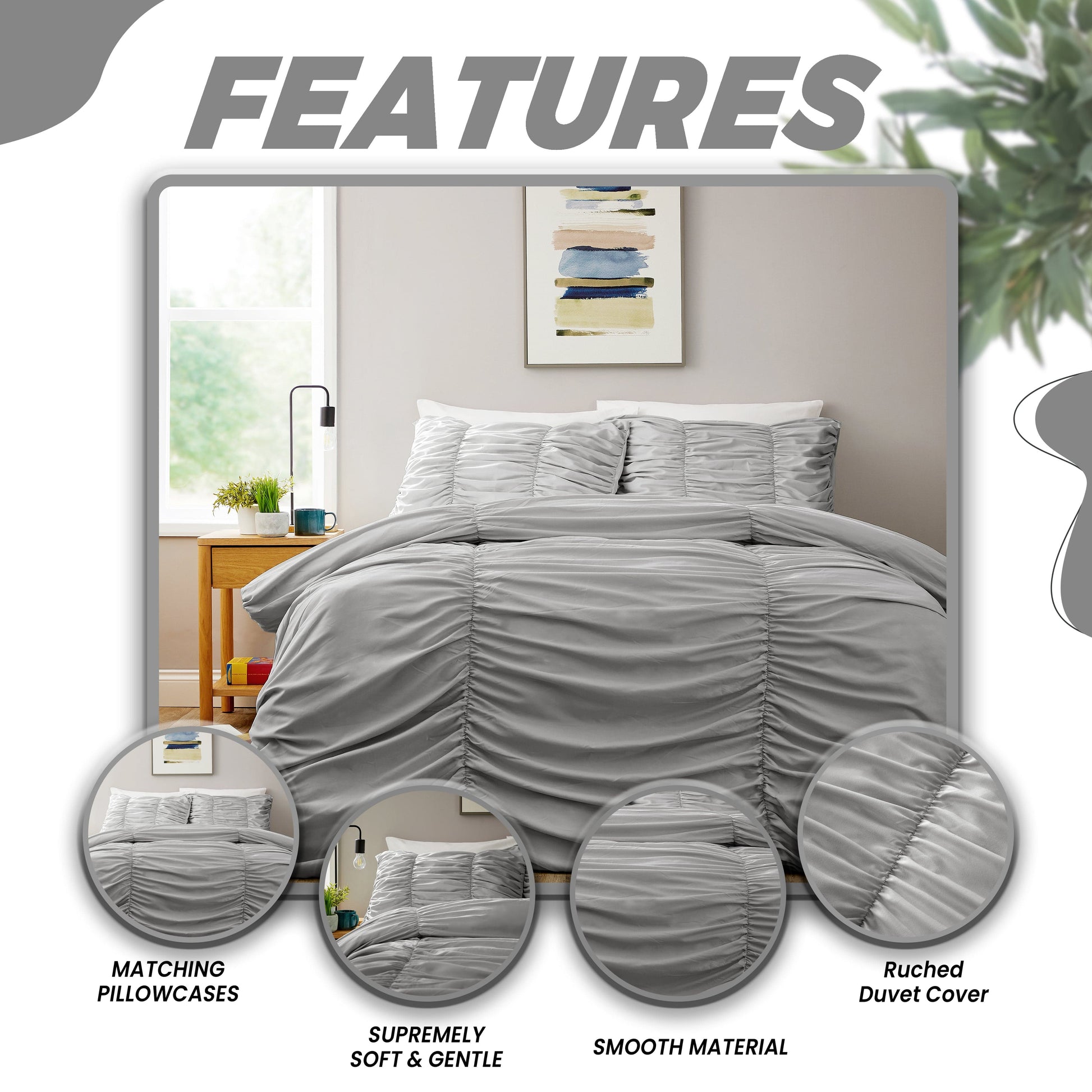 OLIVIA ROCCO Duvet Cover Ruched Grey Duvet Cover Set Wholesale Manchester UK