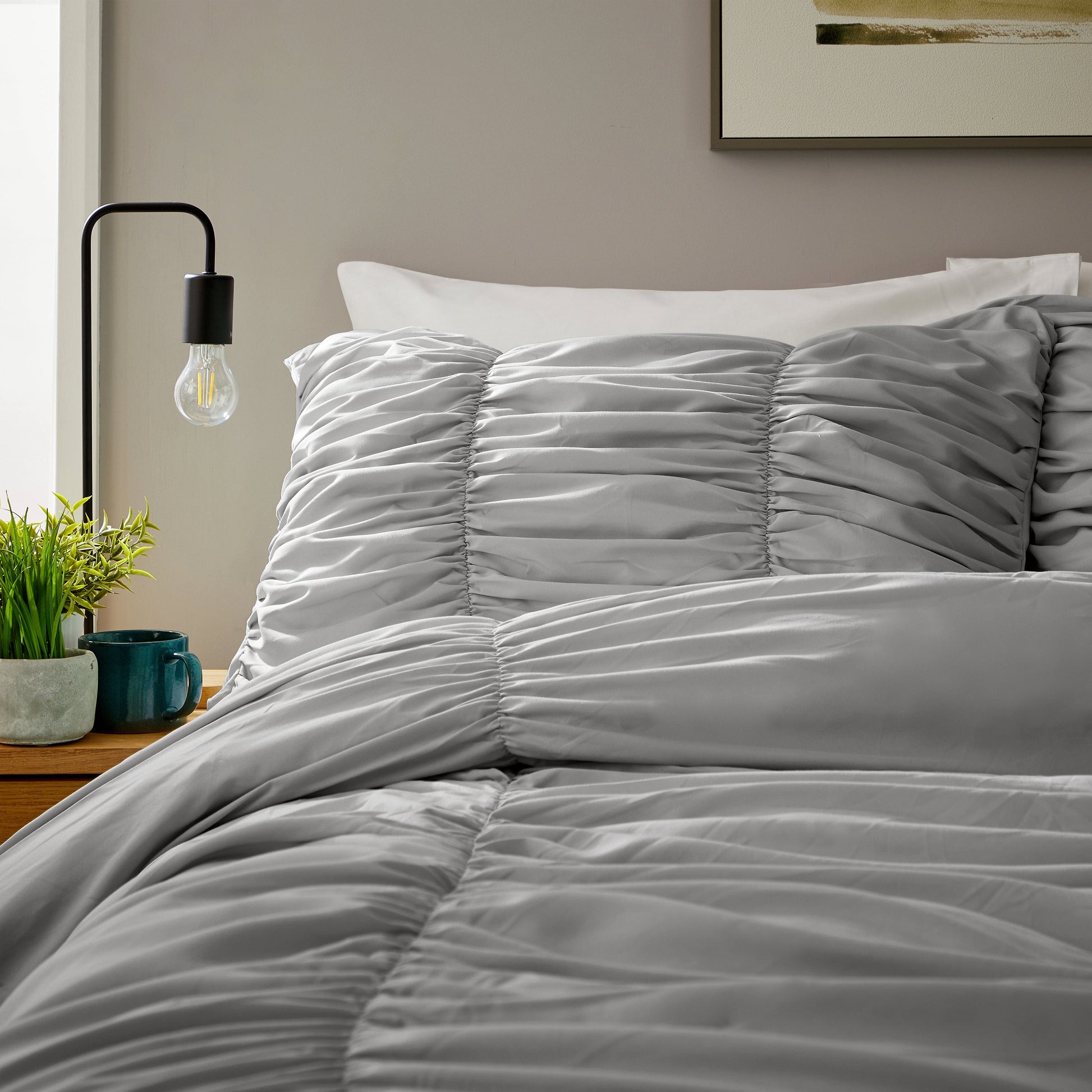 OLIVIA ROCCO Duvet Cover Ruched Grey Duvet Cover Set Wholesale Manchester UK