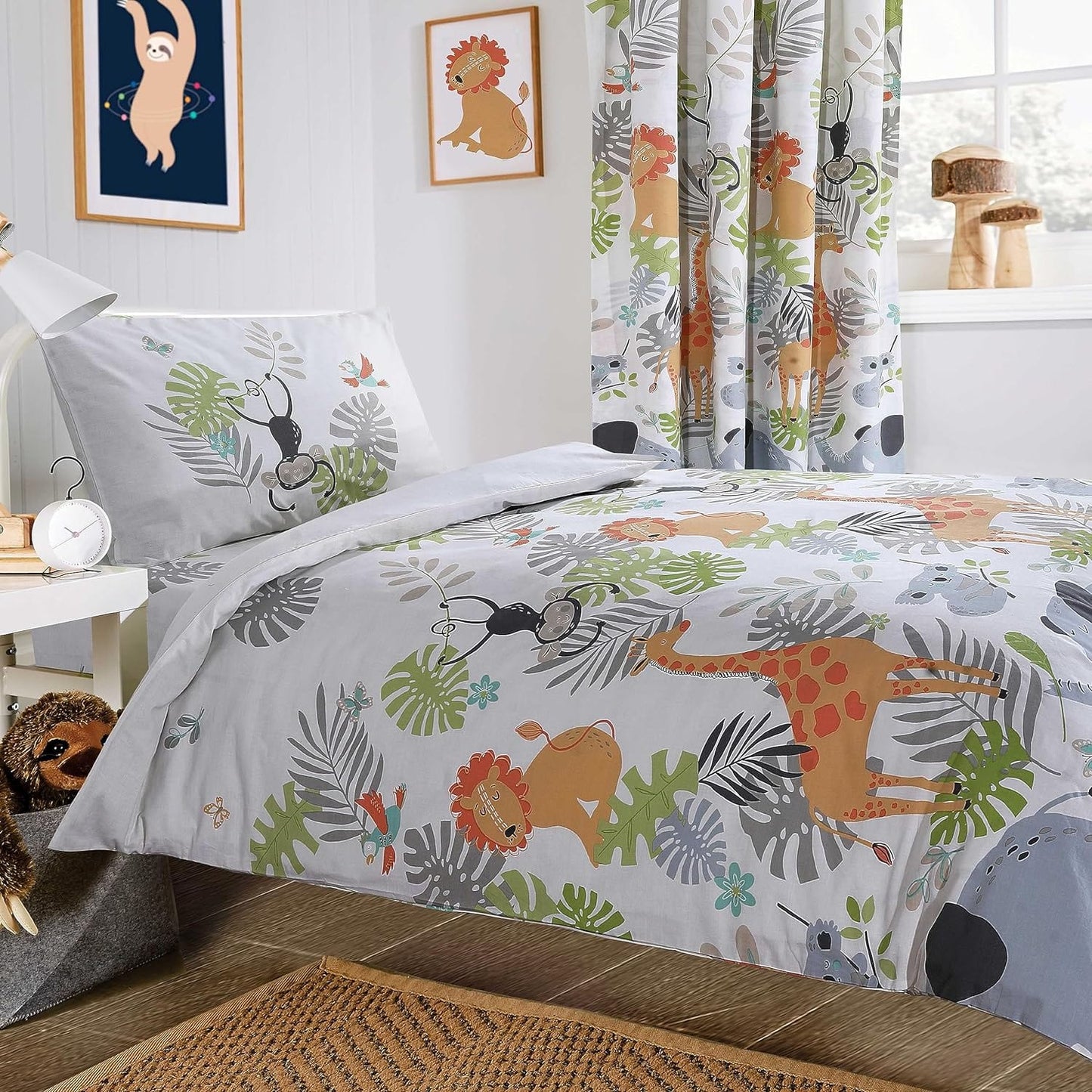 OLIVIA ROCCO Duvet Cover SAFARI / COT BED Kids Safari Animals Duvet Cover Soft Lightweight Cot Bedding Set Wholesale Manchester UK