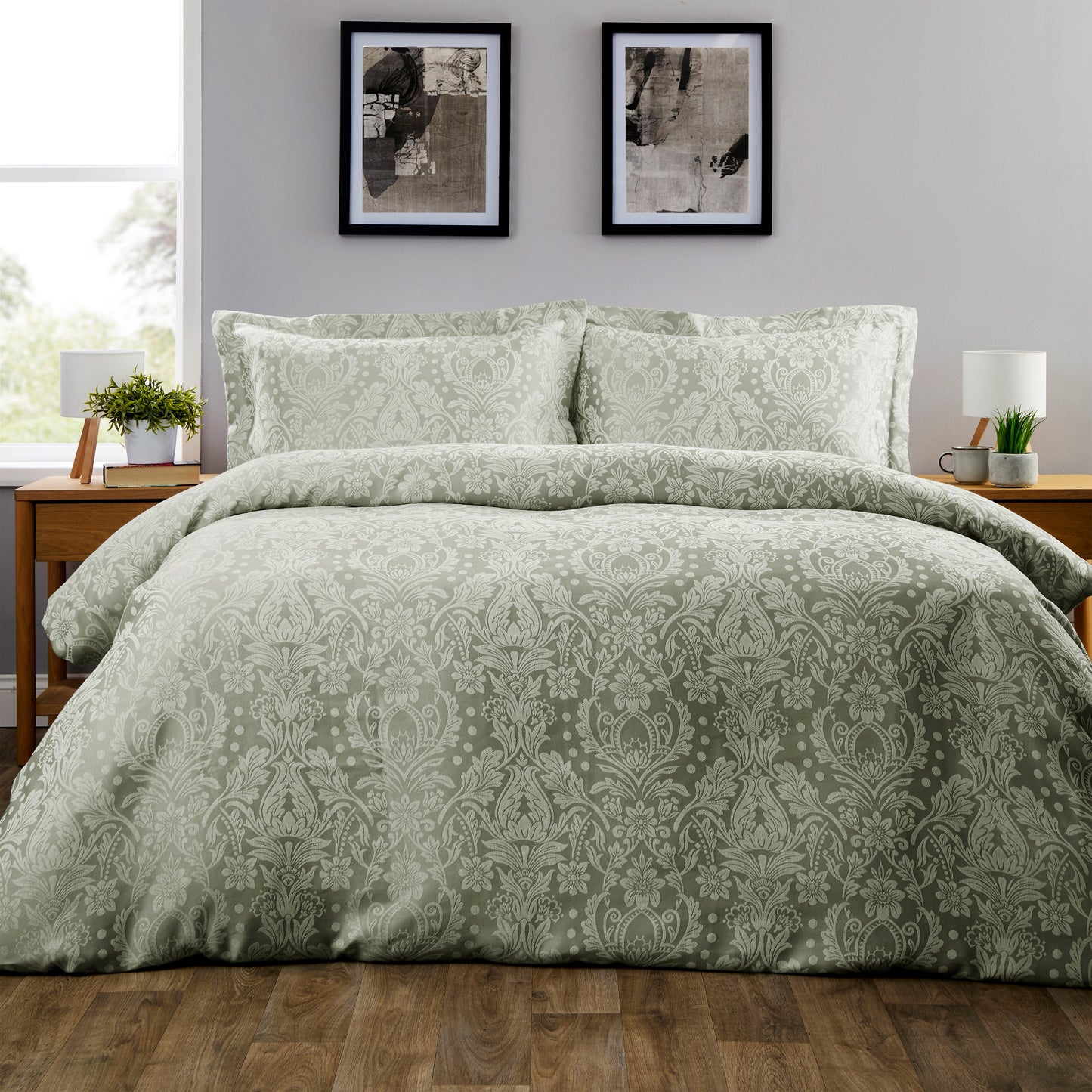 OLIVIA ROCCO Duvet Cover SAGE GREEN / SINGLE LOOMWORKS Dorchester Jacquard Duvet Cover Set Wholesale Manchester UK