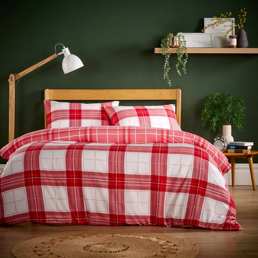 OLIVIA ROCCO Duvet Cover SINGLE / ALBA RED Alba Red Flannel Duvet Cover Set Wholesale Manchester UK