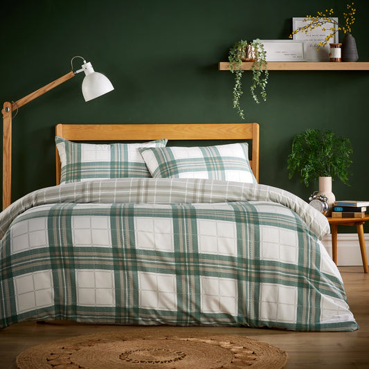 OLIVIA ROCCO Duvet Cover SINGLE / ALBA SAGE GREEN Alba Sage Green Flannel Duvet Cover Set Wholesale Manchester UK