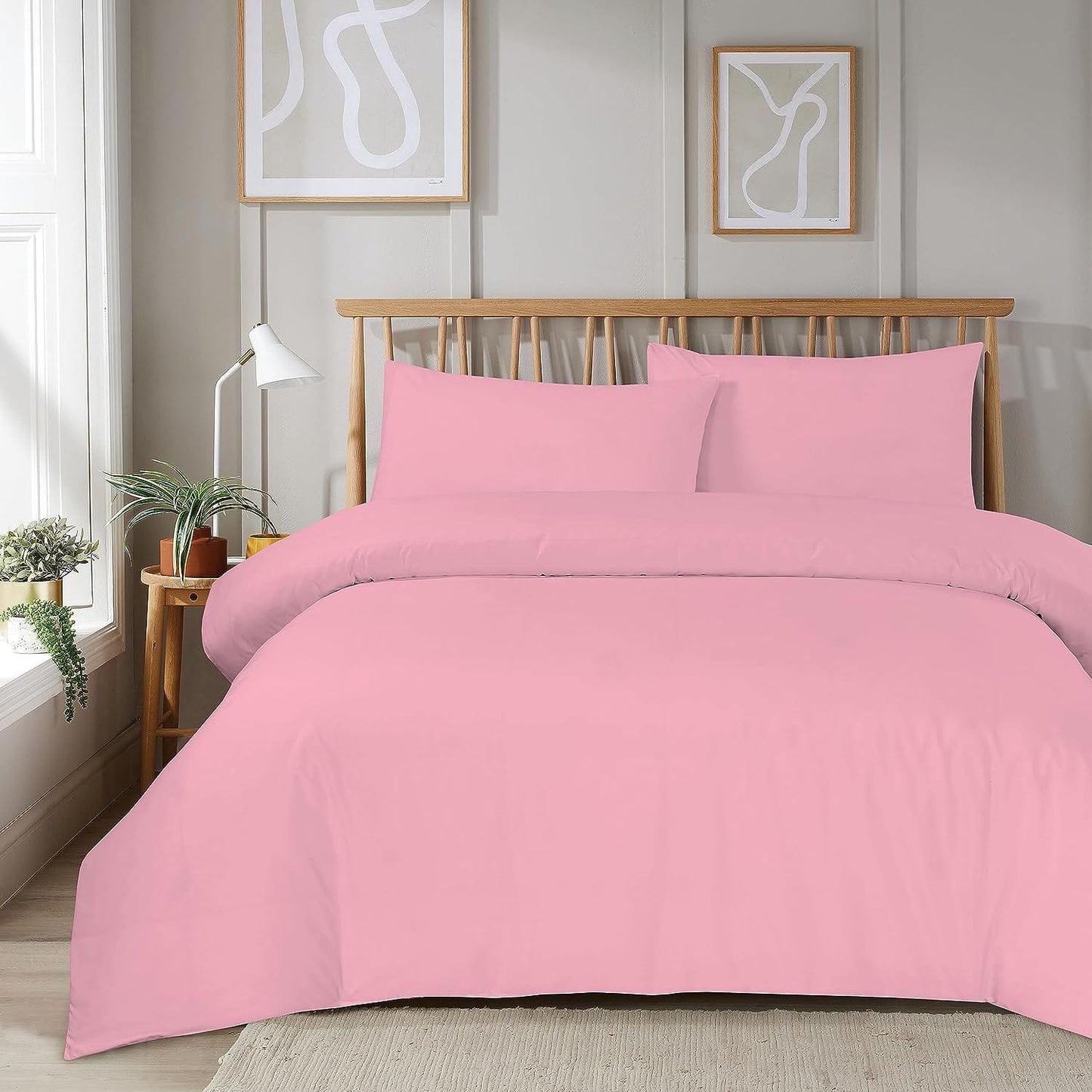 OLIVIA ROCCO Duvet Cover SINGLE / BLUSH PINK Super Soft Plain Duvet Set, Easy Care Eveyrday Quilt Covers Wholesale Manchester UK