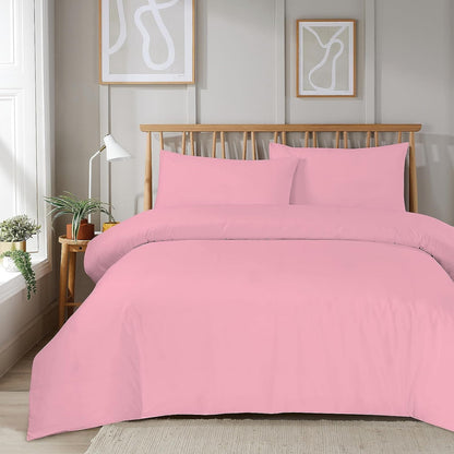 OLIVIA ROCCO Duvet Cover SINGLE / BLUSH PINK Super Soft Plain Duvet Set, Easy Care Eveyrday Quilt Covers Wholesale Manchester UK