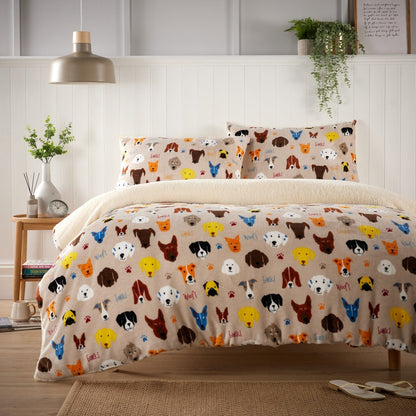 OLIVIA ROCCO Duvet Cover SINGLE / DOGS Dogs Printed Teddy Duvet Sets With Reversible Sherpa Fleece Fur Wholesale Manchester UK