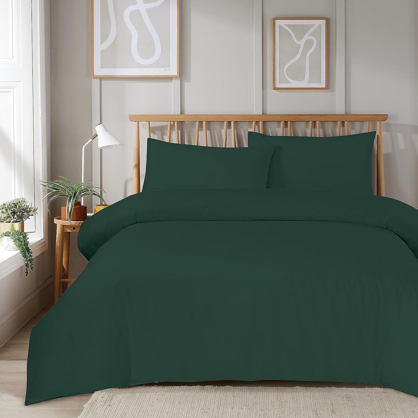 OLIVIA ROCCO Duvet Cover SINGLE / EMERALD GREEN Super Soft Plain Duvet Set, Easy Care Eveyrday Quilt Covers Wholesale Manchester UK