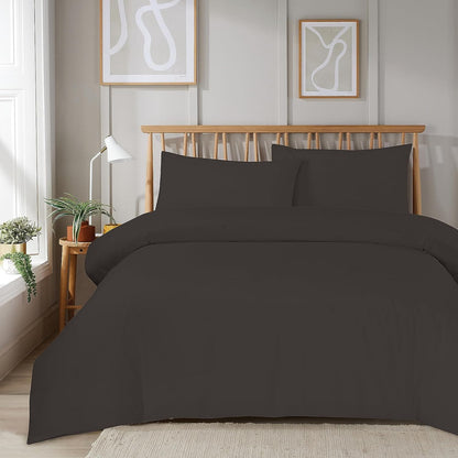 OLIVIA ROCCO Duvet Cover SINGLE / GREY Super Soft Plain Duvet Set, Easy Care Eveyrday Quilt Covers Wholesale Manchester UK