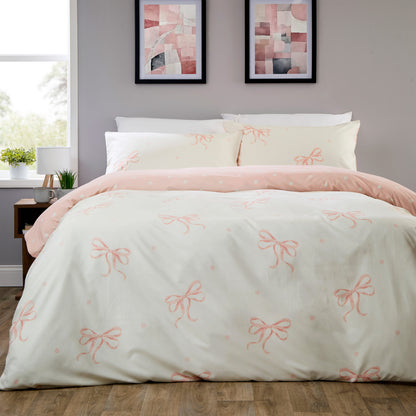 OLIVIA ROCCO Duvet Cover SINGLE LOOMWORKS Bows Pink Microfibre Duvet Cover Set Wholesale Manchester UK
