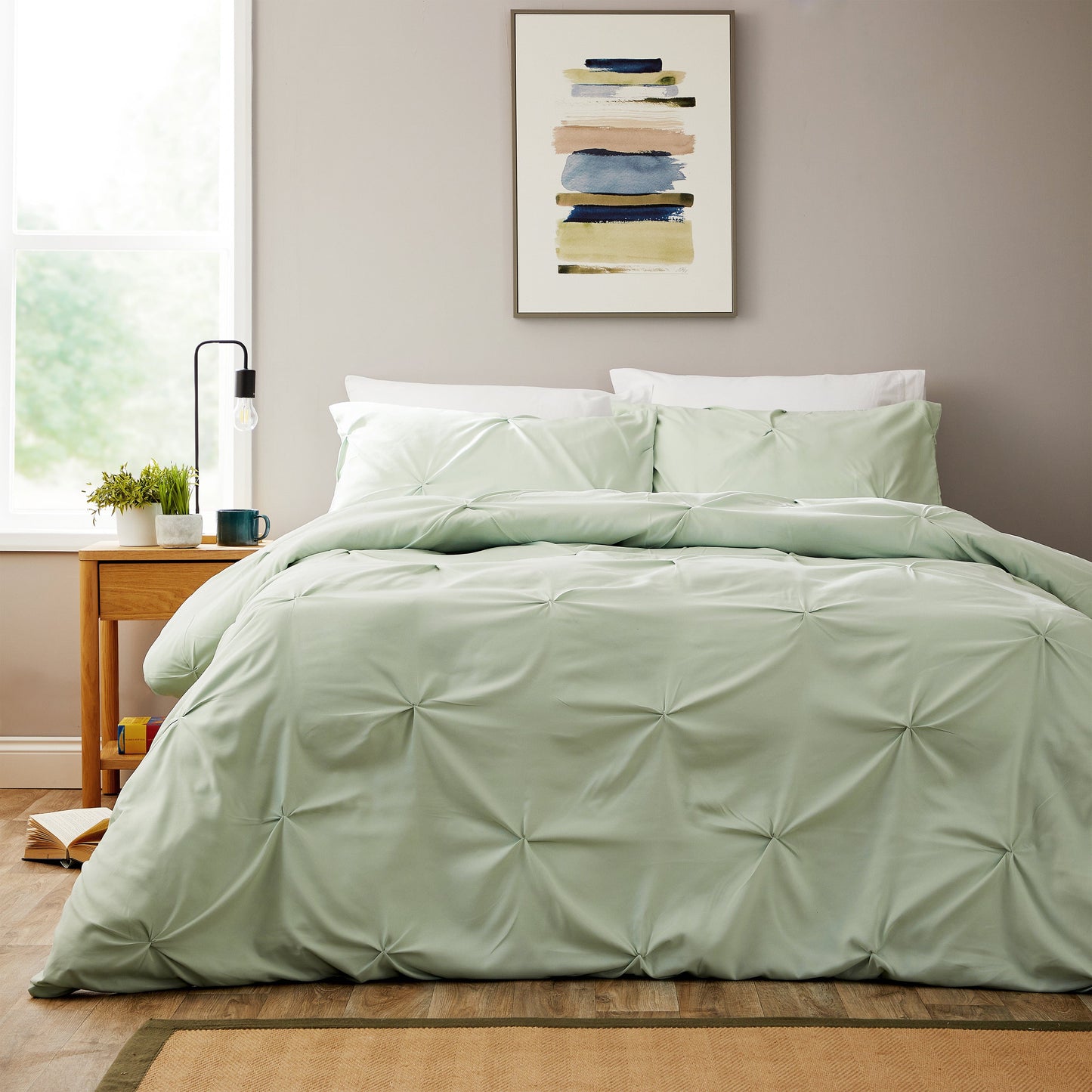 OLIVIA ROCCO Duvet Cover SINGLE Pintuck Sage Green Duvet Cover Set Wholesale Manchester UK