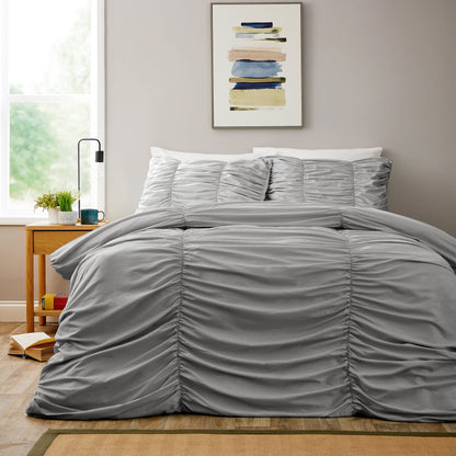 OLIVIA ROCCO Duvet Cover SINGLE Ruched Grey Duvet Cover Set Wholesale Manchester UK
