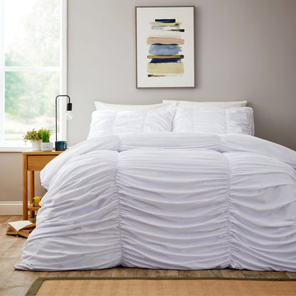 OLIVIA ROCCO Duvet Cover SINGLE Ruched White Duvet Cover Set Wholesale Manchester UK
