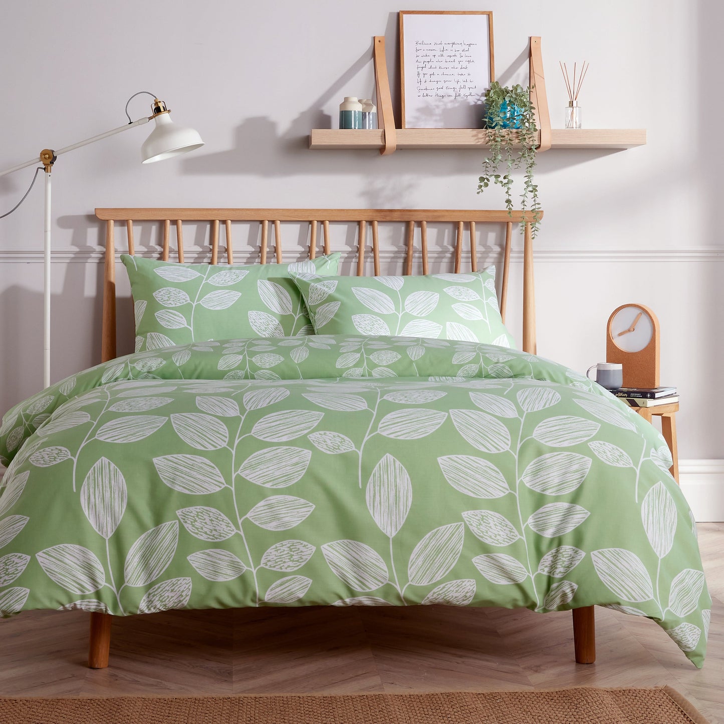 OLIVIA ROCCO Duvet Cover SINGLE / SAGE GREEN Leaves Printed Duvet Cover Set Reversible Pattern Quilt Bed Cover Sets With Pillowcase Wholesale Manchester UK
