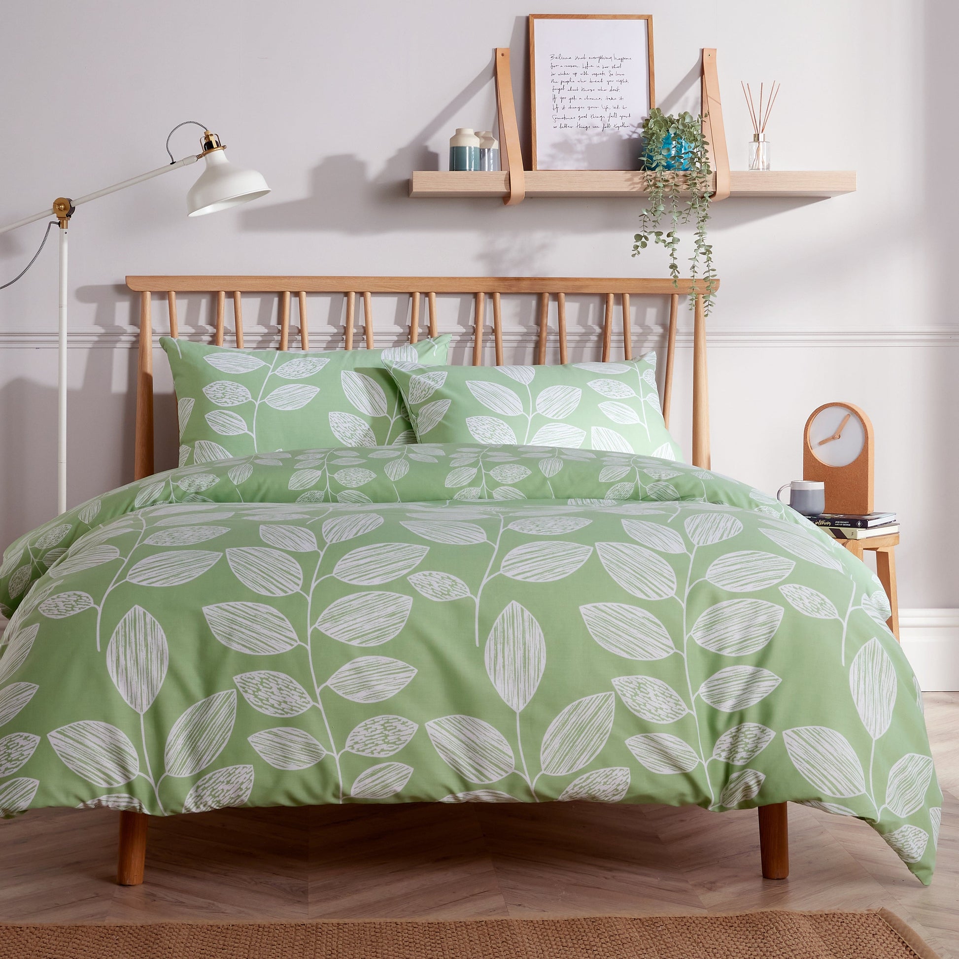 OLIVIA ROCCO Duvet Cover SINGLE / SAGE GREEN Leaves Printed Duvet Cover Set Reversible Pattern Quilt Bed Cover Sets With Pillowcase Wholesale Manchester UK