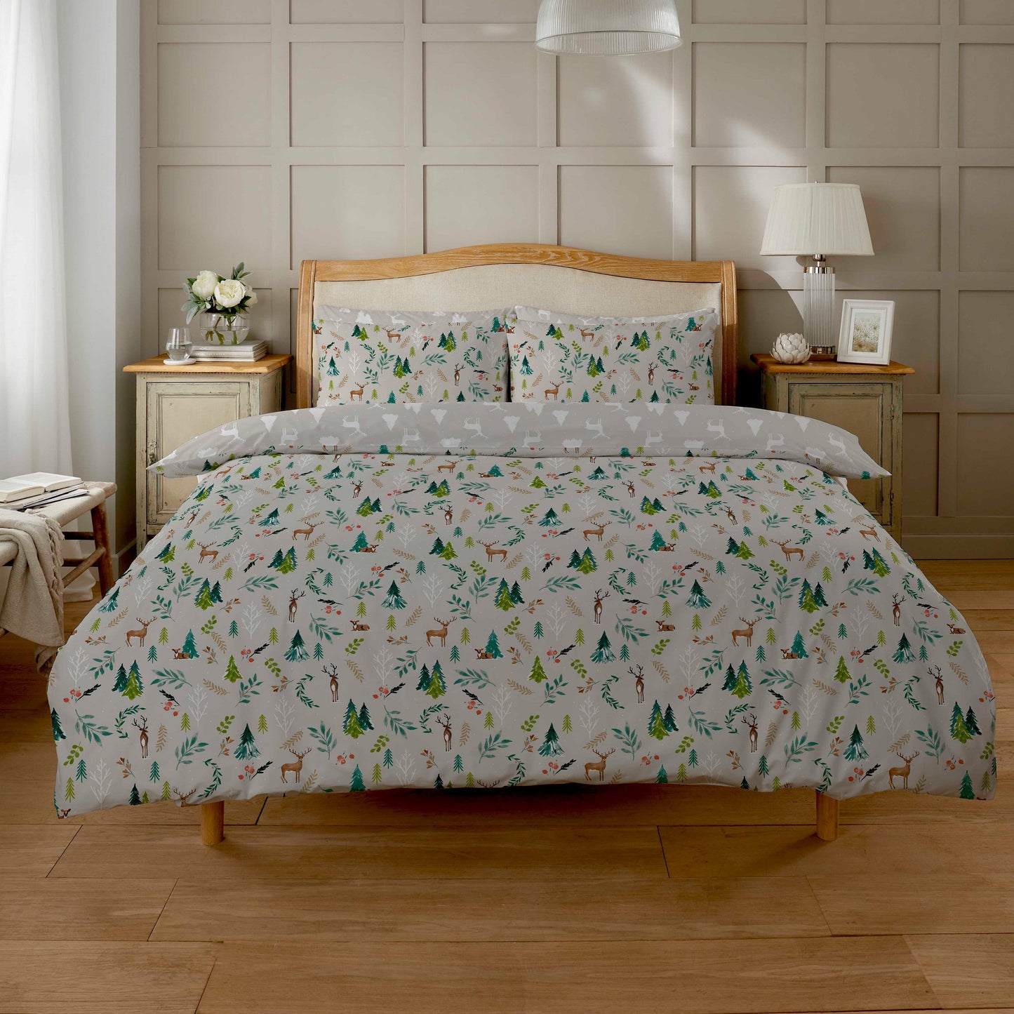 OLIVIA ROCCO Duvet Cover SINGLE Snowy Reindeers Reversible Duvet Cover Set Wholesale Manchester UK