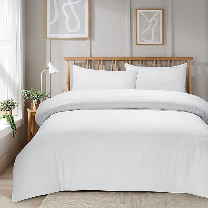 OLIVIA ROCCO Duvet Cover SINGLE / WHITE Mayfair Stripe Duvet Cover Set Wholesale Manchester UK