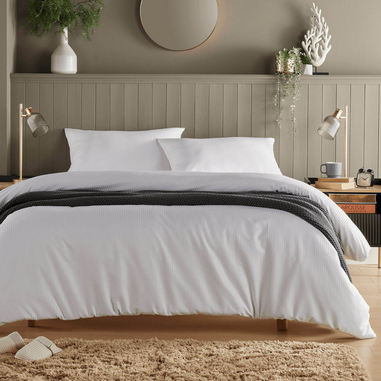 OLIVIA ROCCO Duvet Cover SINGLE / WHITE Monaco Seersucker Duvet Cover Set Quilt Cover Bedding Bed Linen Sets Wholesale Manchester UK