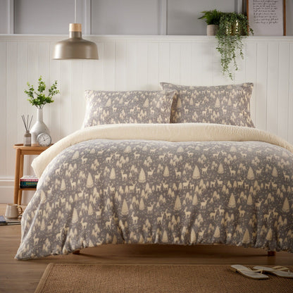 OLIVIA ROCCO Duvet Cover SINGLE / WOODLAND ANIMALS Woodland Animals Printed Teddy Duvet Sets With Reversible Sherpa Fleece Fur Wholesale Manchester UK