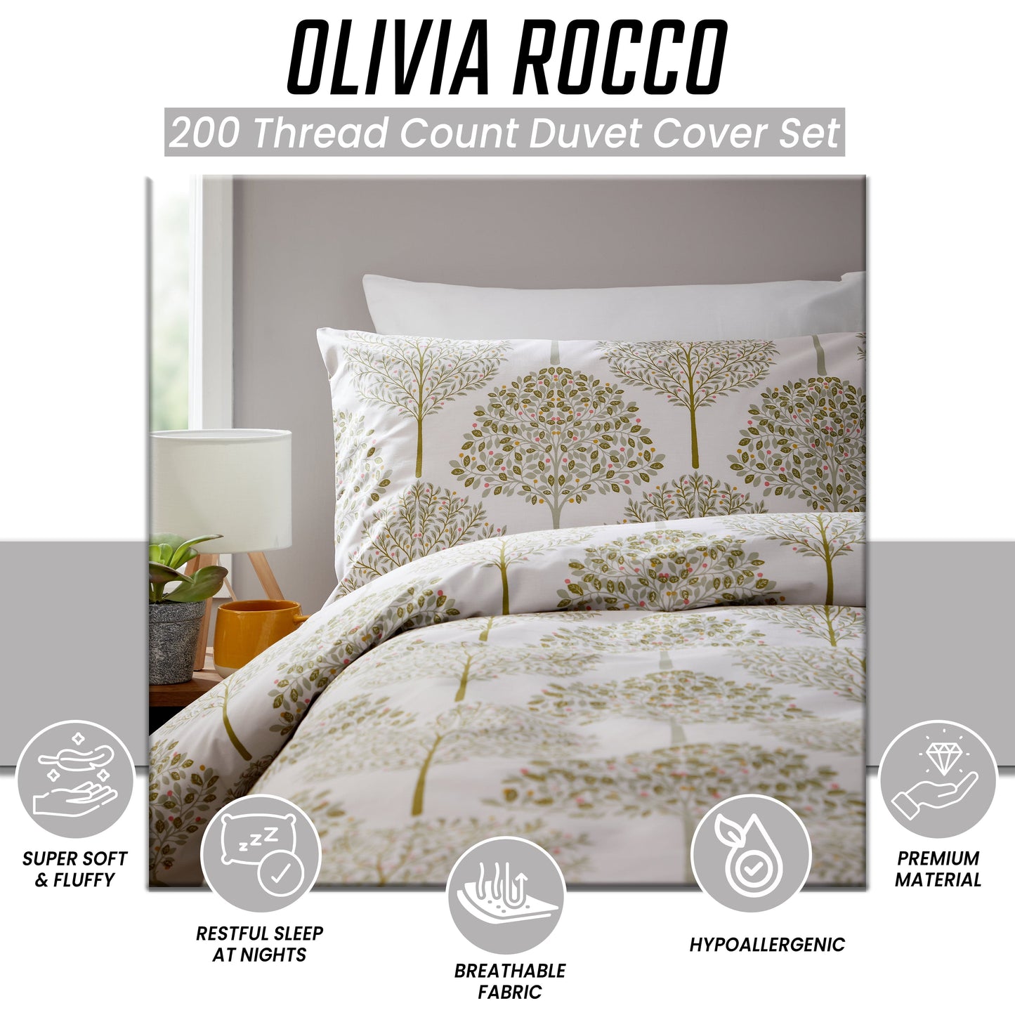 OLIVIA ROCCO Duvet Cover Sion Sage Green 200 Thread Count Cotton Duvet Cover Set Wholesale Manchester UK