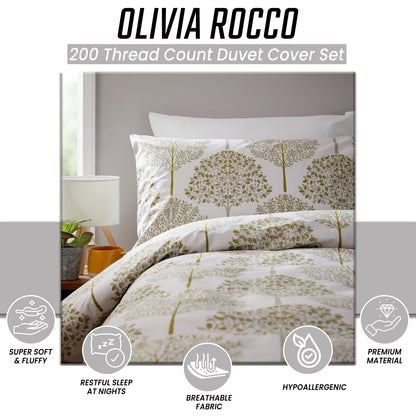 OLIVIA ROCCO Duvet Cover Sion Sage Green 200 Thread Count Cotton Duvet Cover Set Wholesale Manchester UK