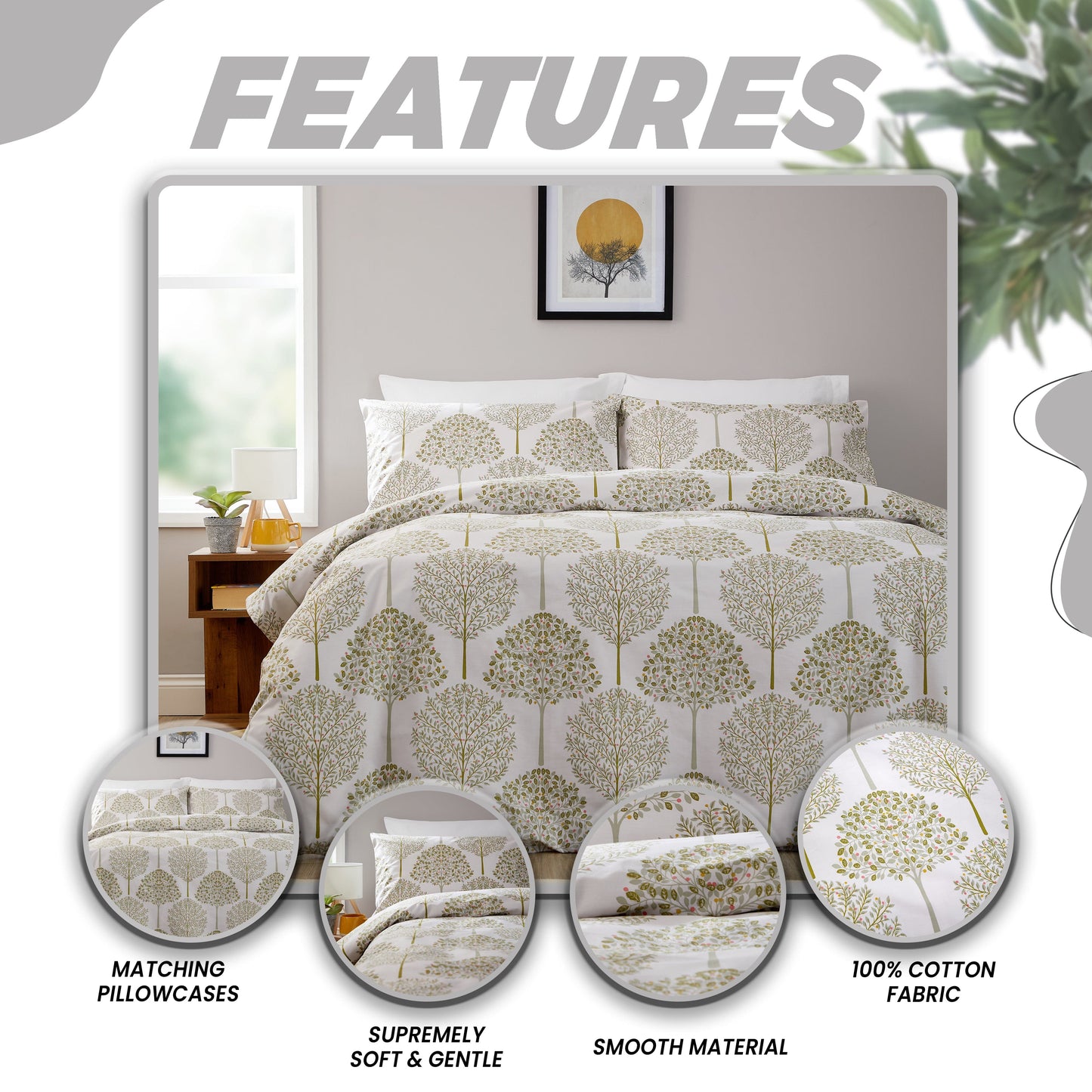 OLIVIA ROCCO Duvet Cover Sion Sage Green 200 Thread Count Cotton Duvet Cover Set Wholesale Manchester UK