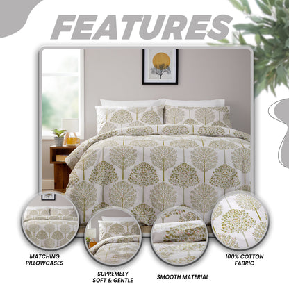 OLIVIA ROCCO Duvet Cover Sion Sage Green 200 Thread Count Cotton Duvet Cover Set Wholesale Manchester UK