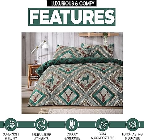 OLIVIA ROCCO Duvet Cover Skye Duvet Cover Set Stag Printed Design Easy Care Reversible Bedding Quilt Covers Wholesale Manchester UK