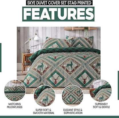 OLIVIA ROCCO Duvet Cover Skye Duvet Cover Set Stag Printed Design Easy Care Reversible Bedding Quilt Covers Wholesale Manchester UK