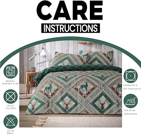 OLIVIA ROCCO Duvet Cover Skye Duvet Cover Set Stag Printed Design Easy Care Reversible Bedding Quilt Covers Wholesale Manchester UK