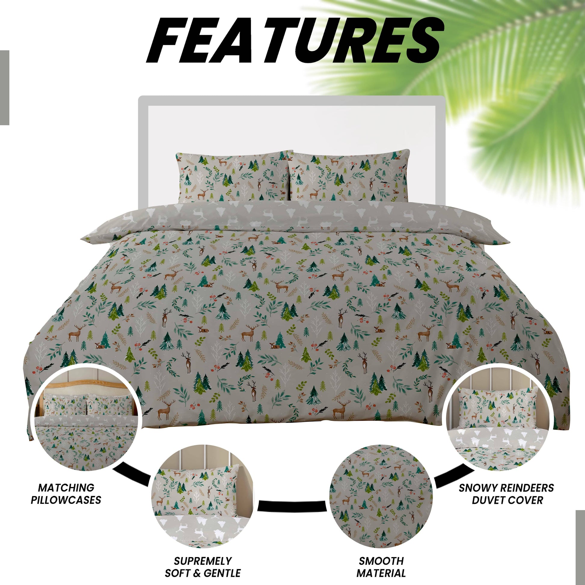 OLIVIA ROCCO Duvet Cover Snowy Reindeers Reversible Duvet Cover Set Wholesale Manchester UK