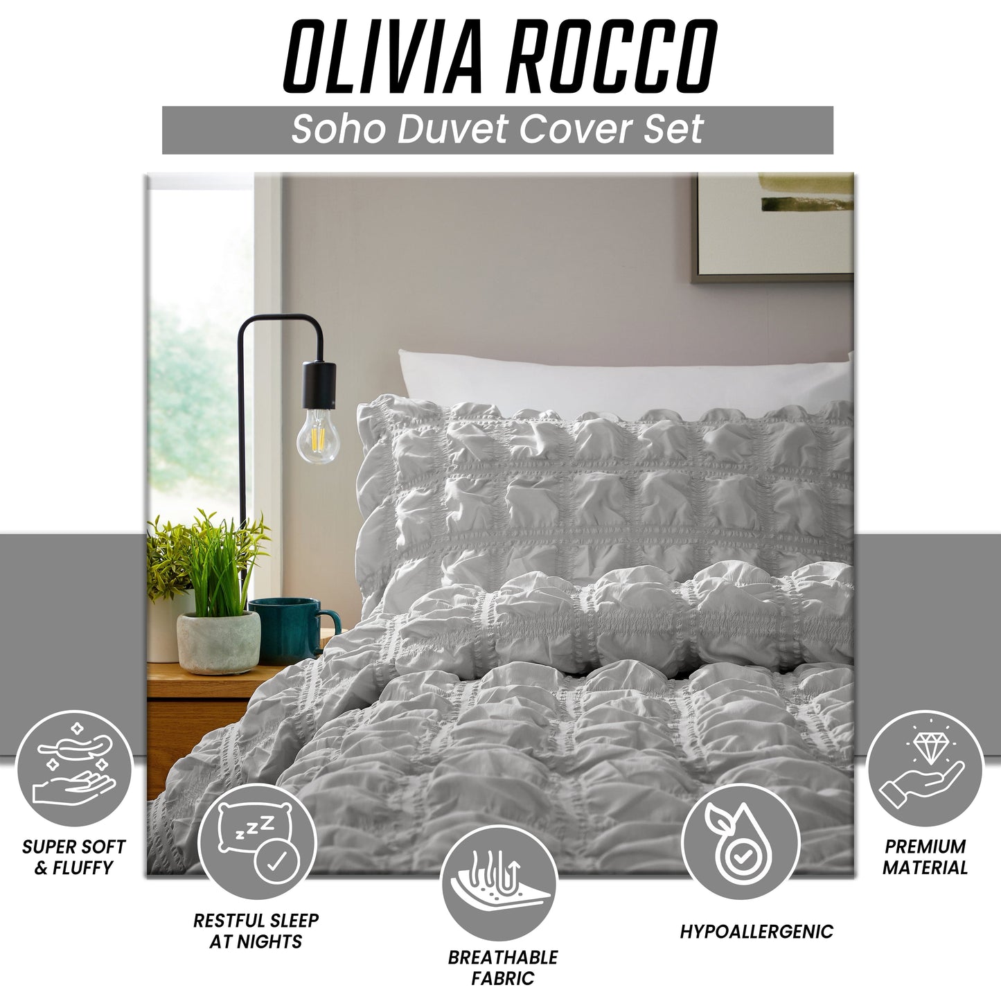 OLIVIA ROCCO Duvet Cover Soho Grey Duvet Cover Set Wholesale Manchester UK