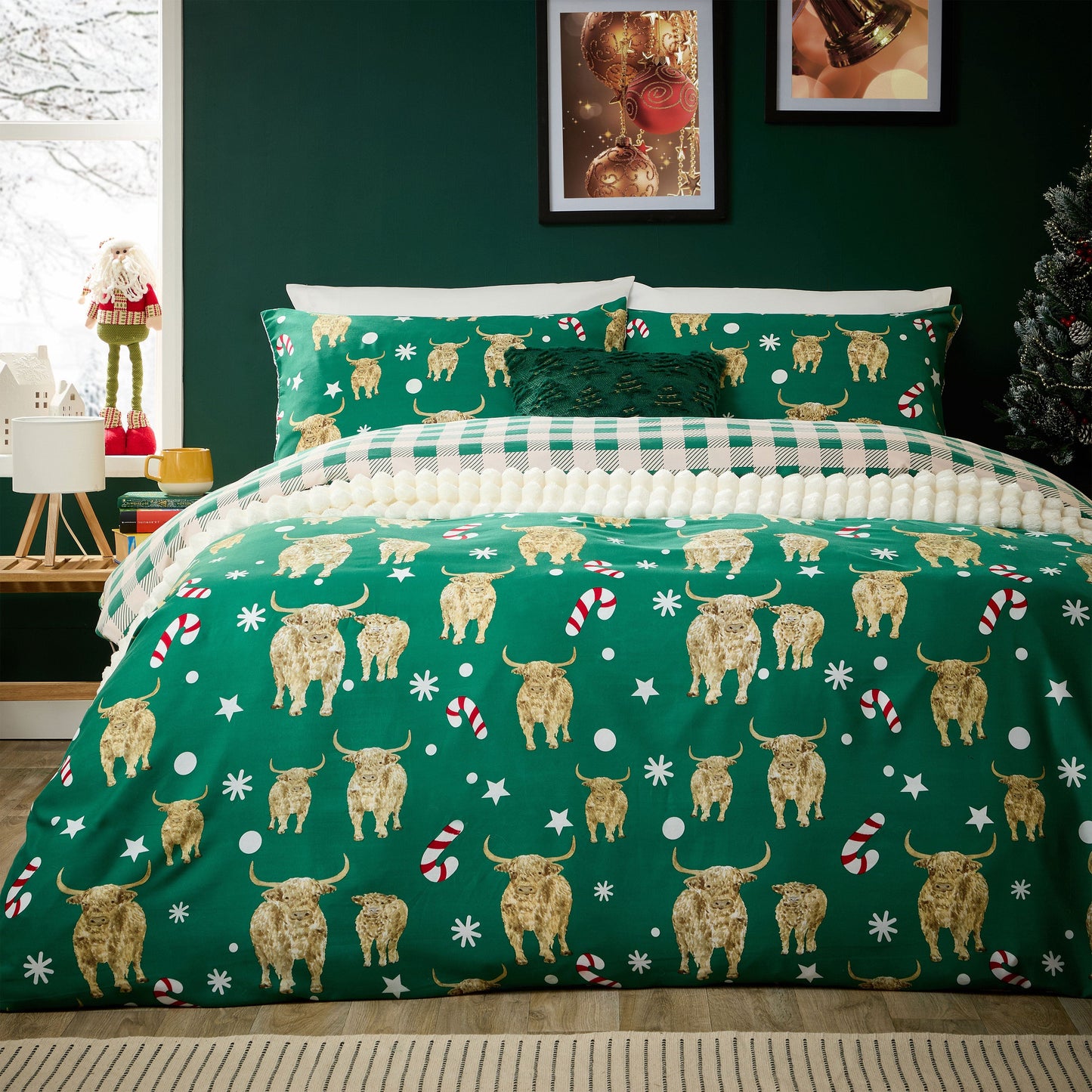 OLIVIA ROCCO Duvet Cover XMAS HIGHLAND COW / SINGLE Christmas Duvet Cover Sets Wholesale Manchester UK