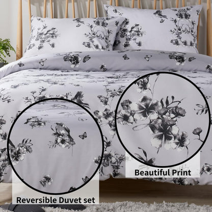 OLIVIA ROCCO Duvet Covers Blossom Grey Printed Duvet Cover Set Wholesale Manchester UK