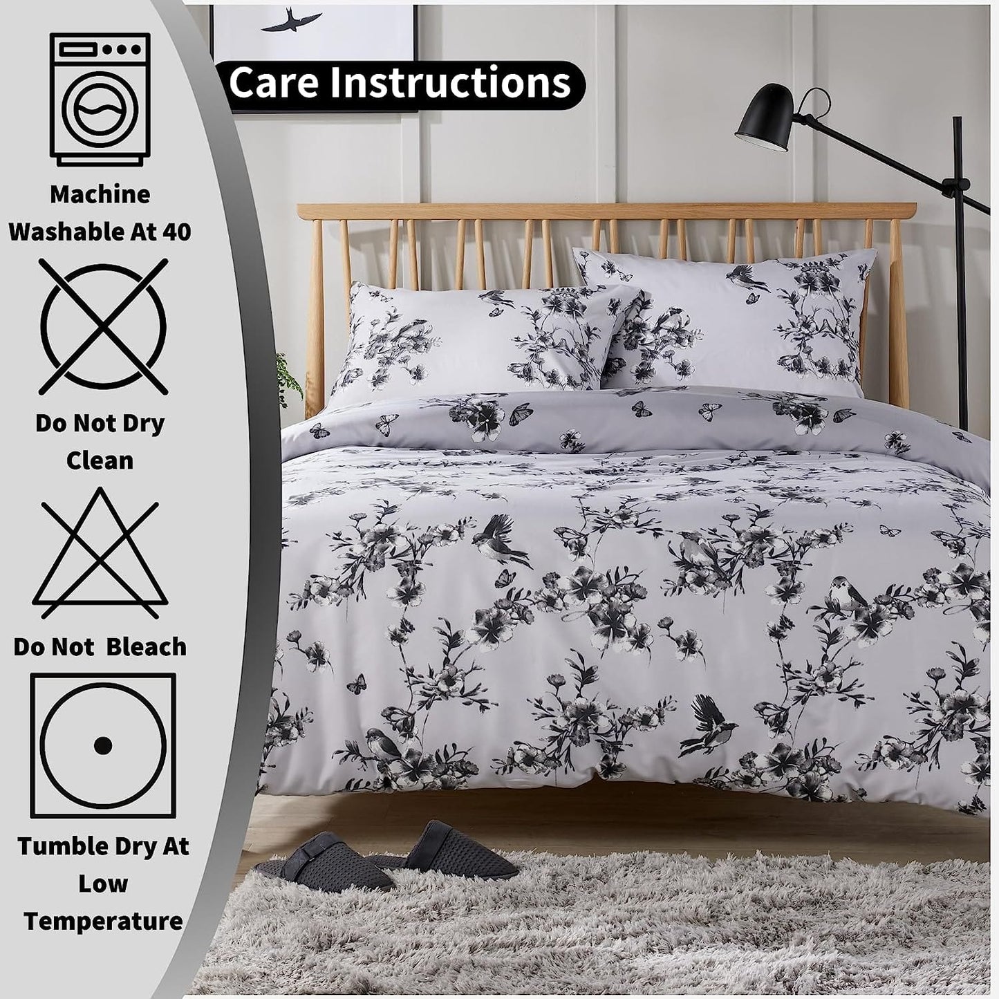 OLIVIA ROCCO Duvet Covers Blossom Grey Printed Duvet Cover Set Wholesale Manchester UK