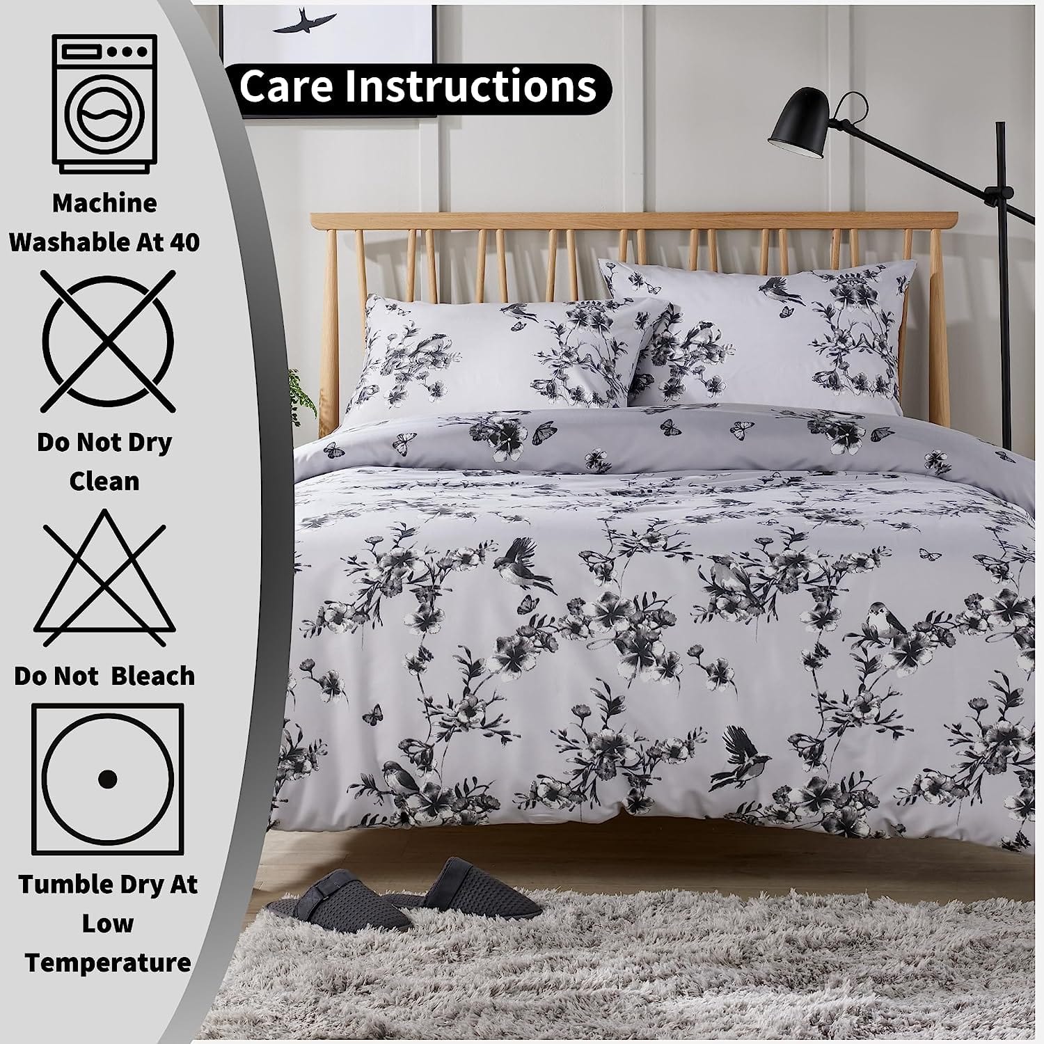OLIVIA ROCCO Duvet Covers Blossom Grey Printed Duvet Cover Set Wholesale Manchester UK
