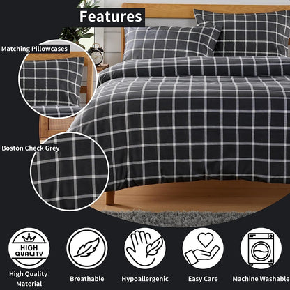OLIVIA ROCCO Duvet Covers Boston Check Grey Printed Duvet Cover Set Wholesale Manchester UK