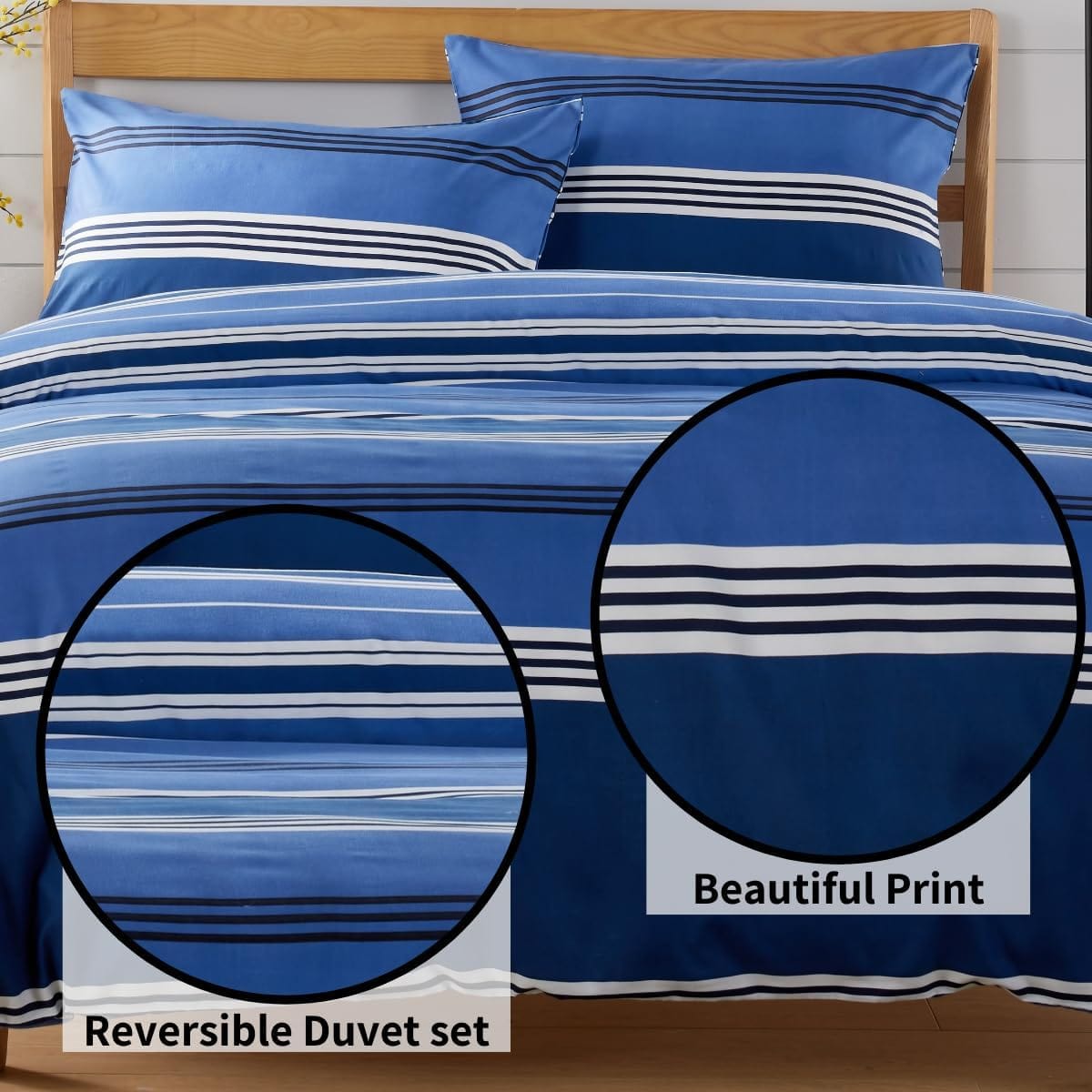 OLIVIA ROCCO Duvet Covers Harlow Stripes Blue Printed Duvet Cover Set Wholesale Manchester UK