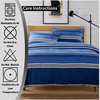 OLIVIA ROCCO Duvet Covers Harlow Stripes Blue Printed Duvet Cover Set Wholesale Manchester UK