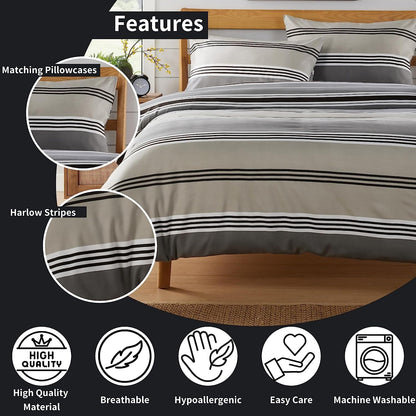 OLIVIA ROCCO Duvet Covers Harlow Stripes Grey Printed Duvet Cover Set Wholesale Manchester UK