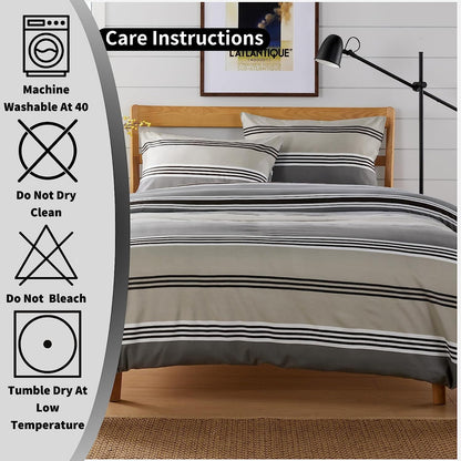 OLIVIA ROCCO Duvet Covers Harlow Stripes Grey Printed Duvet Cover Set Wholesale Manchester UK