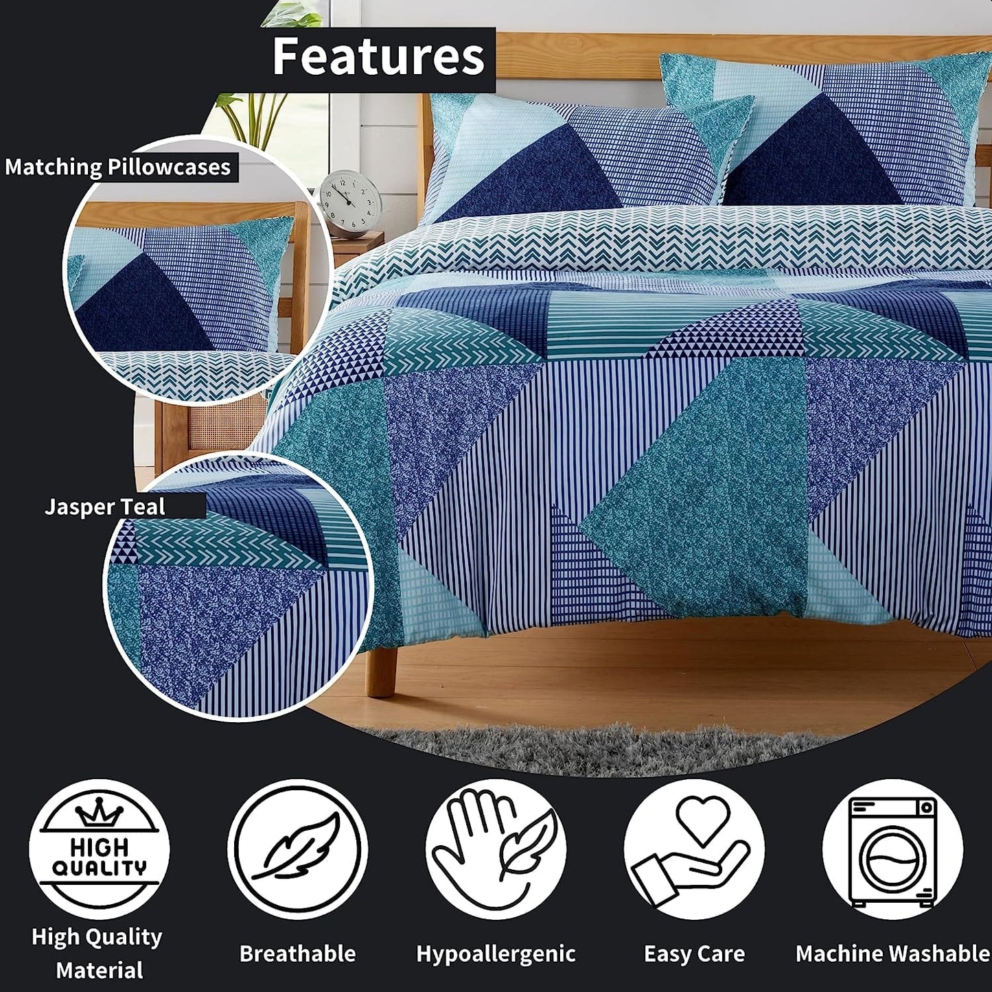 OLIVIA ROCCO Duvet Covers Jasper Teal Printed Duvet Cover Set Wholesale Manchester UK