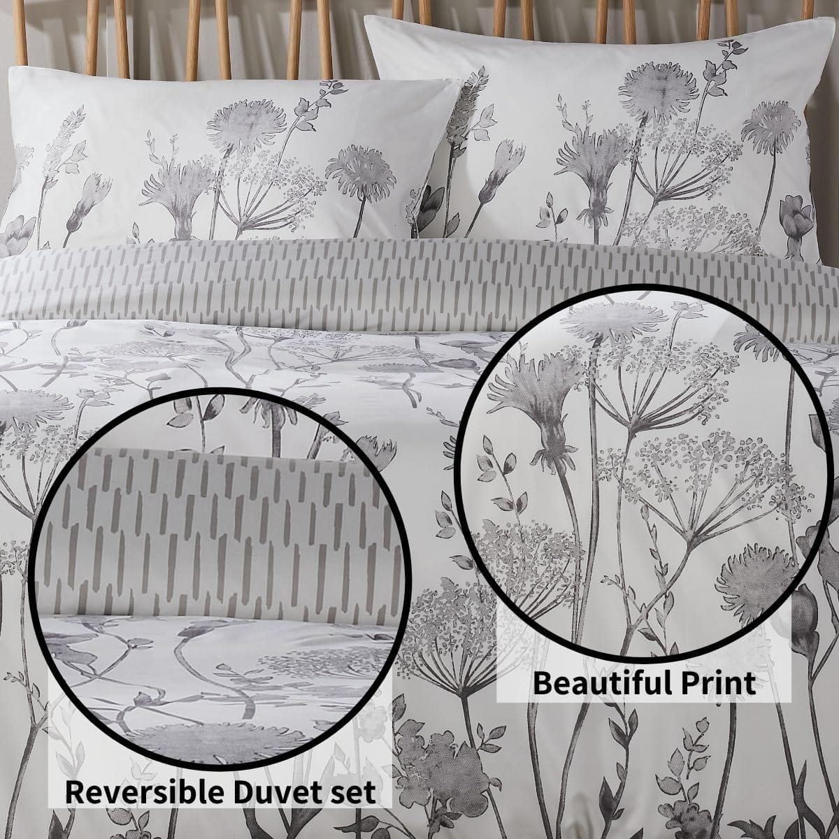 OLIVIA ROCCO Duvet Covers Meadow Grey Printed Duvet Cover Set Wholesale Manchester UK