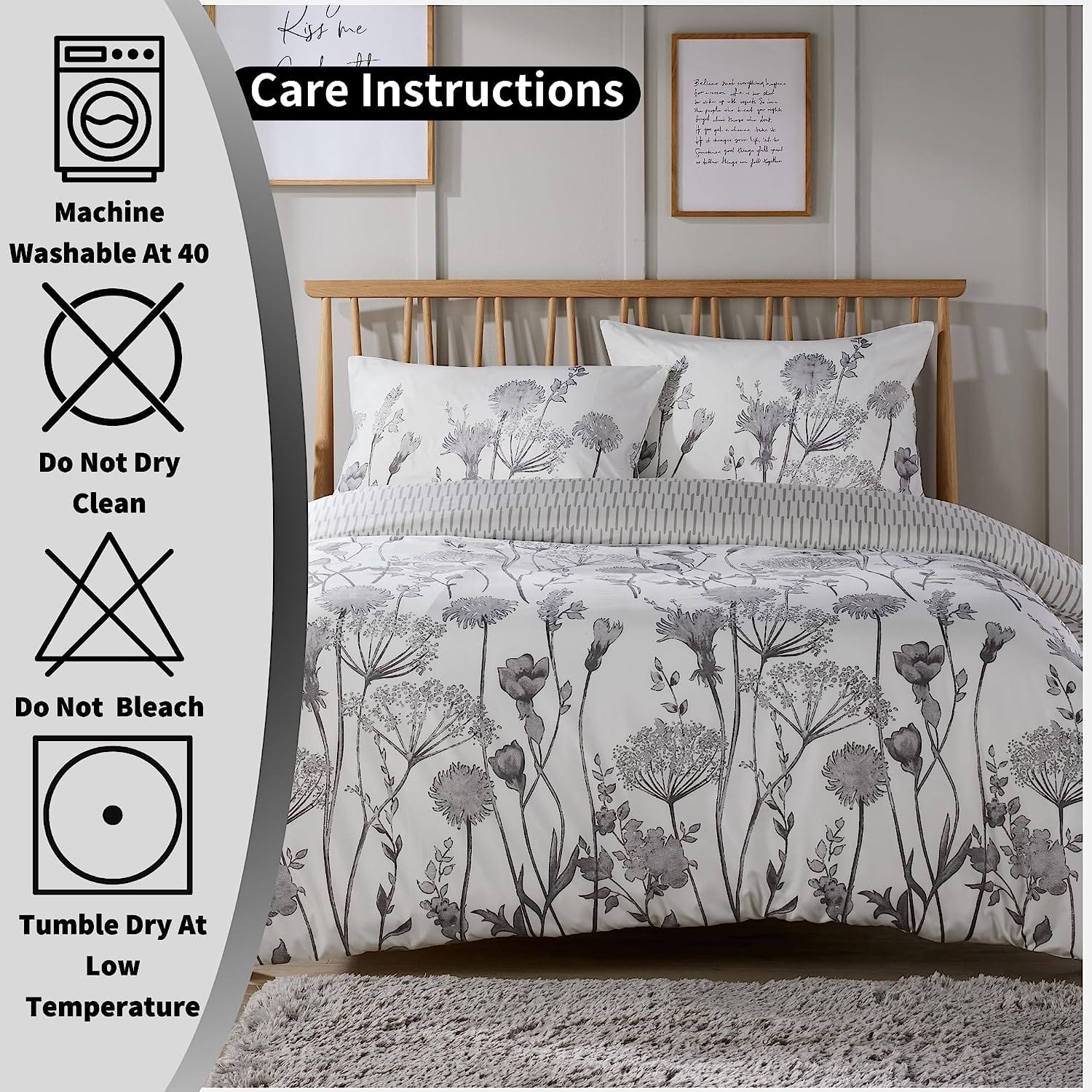 OLIVIA ROCCO Duvet Covers Meadow Grey Printed Duvet Cover Set Wholesale Manchester UK