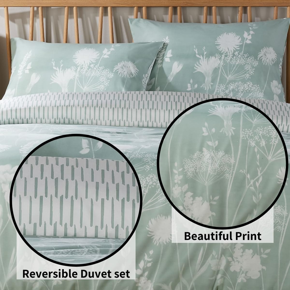 OLIVIA ROCCO Duvet Covers Meadow Sage Green Printed Duvet Cover Set Wholesale Manchester UK