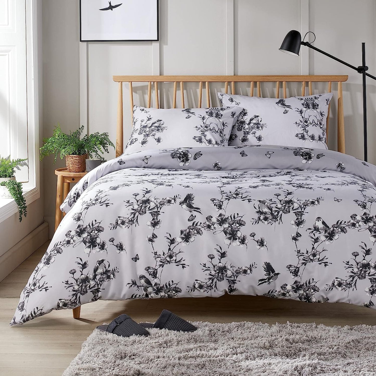 OLIVIA ROCCO Duvet Covers SINGLE Blossom Grey Printed Duvet Cover Set Wholesale Manchester UK